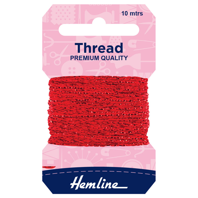 Hemline Glitter Thread: 10m: Red