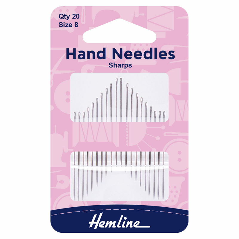 Hemline Sharps Hand Sewing Needles. Size 8