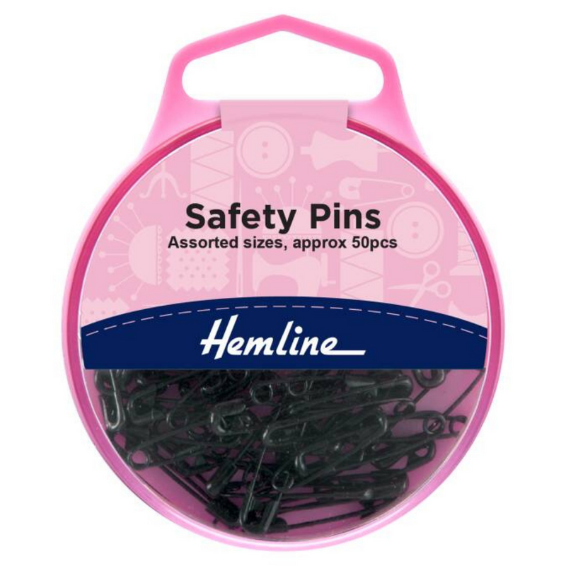 Safety Pins: Assorted: Black: 50 Pieces