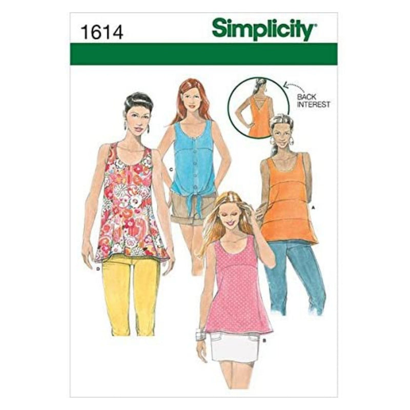 Simplicity Creative Patterns 1614 Misses' Tops with Back Details, D5 (4-6-8-10-12)